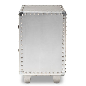 Baxton Studio Baxton Studio Industrial Silver Metal End Table with 2 Drawers – Vintage Charm & Modern Storage JY17B170-Silver-ET