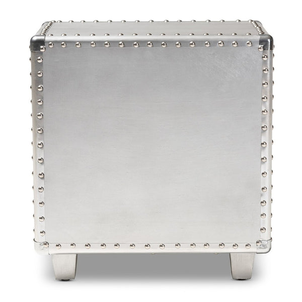 Baxton Studio Baxton Studio Industrial Silver Metal End Table with 2 Drawers – Vintage Charm & Modern Storage JY17B170-Silver-ET