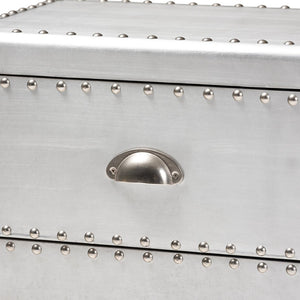 Baxton Studio Baxton Studio Industrial Silver Metal End Table with 2 Drawers – Vintage Charm & Modern Storage JY17B170-Silver-ET