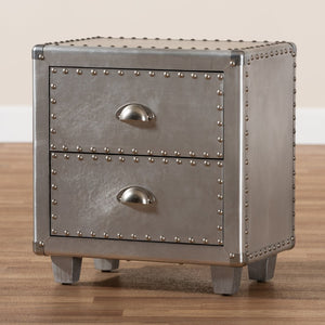 Baxton Studio Baxton Studio Industrial Silver Metal End Table with 2 Drawers – Vintage Charm & Modern Storage JY17B170-Silver-ET