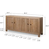 Lilys Capri Sideboard With 4 Doors Weathered Pinewood 86.6X18.9X39.8H 9189-NA