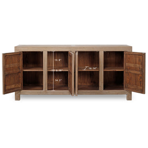 Lilys Capri Sideboard With 4 Doors Weathered Pinewood 86.6X18.9X39.8H 9189-NA