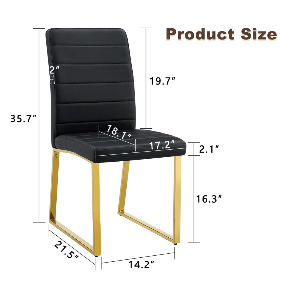 English Elm 6-pack Pu Leather Dining Chairs with Iron Frame and Thick Foam Cushion for Home or Office W2920S00102