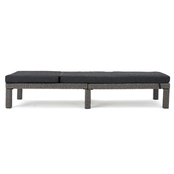 English Elm Christopher Knight Home® - PUERTA KD Chaise Lounge - Black PE Rattan with Iron Frame, Water-Repellent Cushions, All-Season Relaxation 61190.00MBK