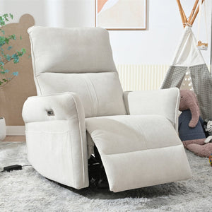 English Elm 270° 270° Power Swivel Recliner Chair with USB Ports, 30° Rocking, 95–150° Recline for Small Spaces Light Gray W1028S00041