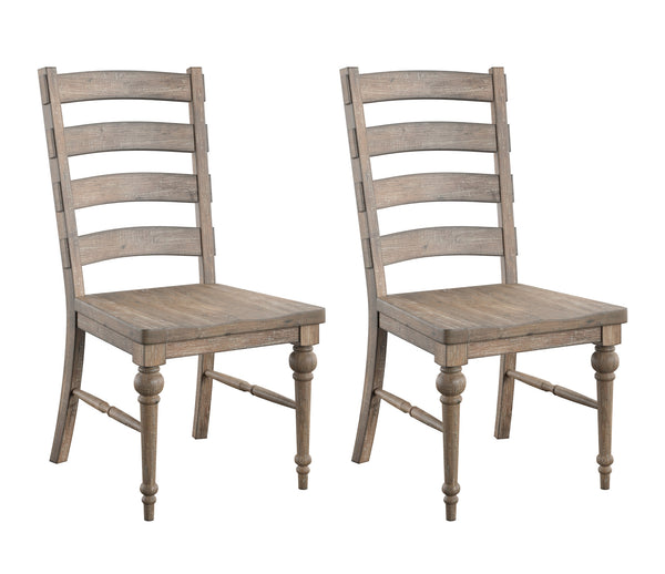 English Elm Wallace & Bay - Taupe Rustic Ladderback Dining Chairs Set of 2 – Solid Wood, Sandstone Buff Finish, Durable Easy-Care Design B2709P212371