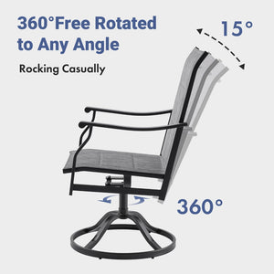English Elm Outdoor Swivel Patio Dining Chairs Textilene Woven Set for Backyard Entertaining Dark Gray T3623P433702