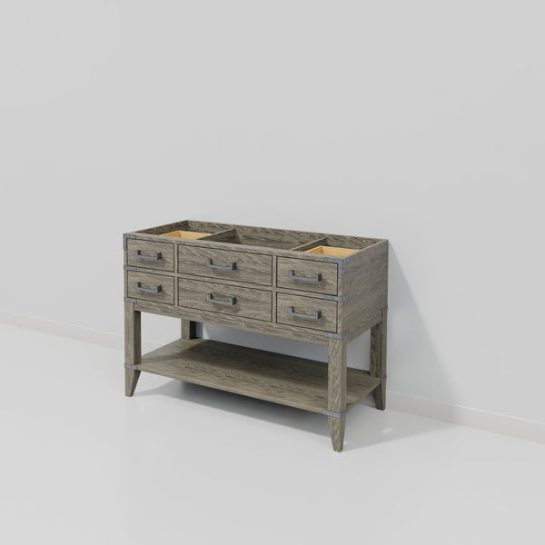 English Elm Grey Oak Single-Sink Vanity 48" W With Soft-Close Drawers & Modern Design For Effortless Storage B2731P260224
