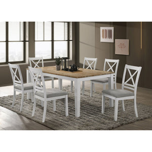 English Elm Evanston Farmhouse X-back Dining Chairs White Hardwood Set with Gray Upholstered Seats B062P441454