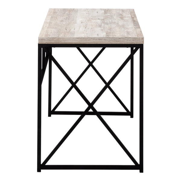 English Elm Computer Desk Taupe Reclaimed Wood Look 47" x24" Thick Top with Black X-Base Sturdy Compact Modern Workstation B2710P219777