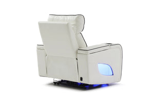 English Elm Lumin Power Recliner Faux Leather Chair with Led Lighting and Built in Usb Charging White B078P497929