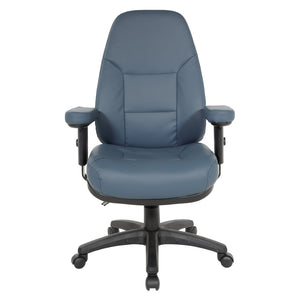 OSP Home Furnishings Professional High Back Ergonomic Office Chair with Lumbar Support and Padded Adjustable Arms Blue EC4300-R105