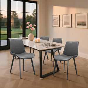 English Elm Grey PU Leather Dining Chair Set of 4 with Metal Legs — Modern Upholstered, Durable, Easy-Clean Seating for Kitchen, Restaurant, Living, Meeting Rooms T3967P384113