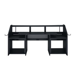 English Elm Rectangular Studio Music Desk with Pullout Tray, Headphone Hooks and Sturdy Pro Equipment Mounting Black B016P323364