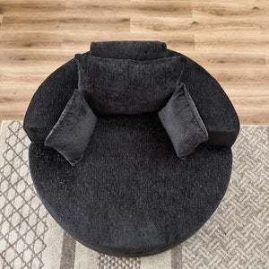 English Elm 55'l Chenille Lounge Chair Fluffy Pillow Back Sleeper for Living Room or Bedroom W834P431153