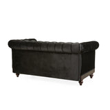 Christopher Knight Home® - Noble House - - Vivalux 59.44" Chesterfield Velvet Loveseat Sofa,2-Person Rolled Arm Dutch Plush Upholstered Sofa Couch With Tufted Button For Living Room, Bedroom, Small Places,Black