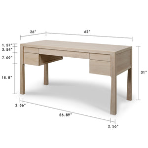 Lilys Lily Casa 5 Drawers Desk White Wash Ash 61.8X25.9X30.98H 9190-W