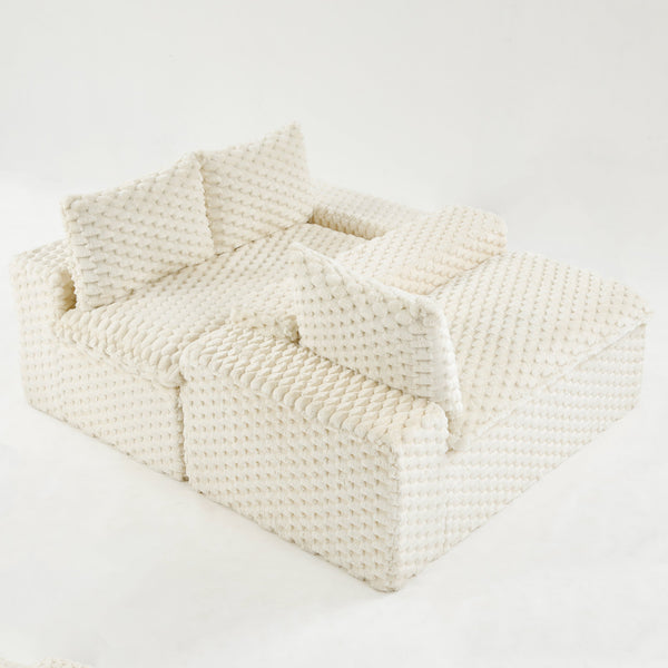 English Elm Luxury Turtle Velvet Multifunctional Sofa - Modular 4-Seater White/Green/Black/Pink, 400lb Capacity, Cozy Stylish Living Room Statement Piece W3371S00039