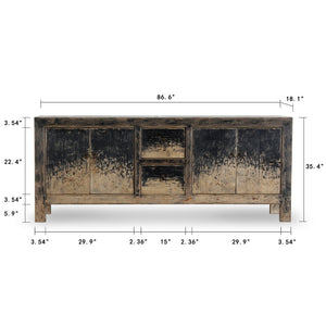 Lilys Two Drawers Buffet Weathered Distressed Black 87X18X35H 9191-B