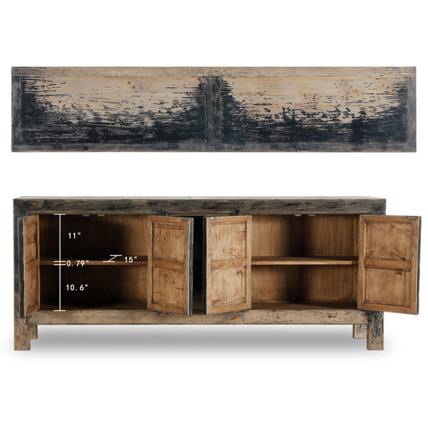 Lilys Two Drawers Buffet Weathered Distressed Black 87X18X35H 9191-B
