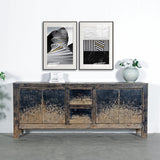 Two Drawers Buffet Weathered Distressed Black 87X18X35H