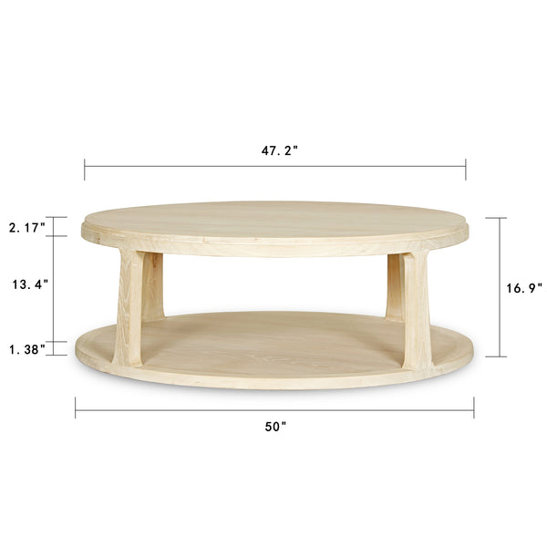 Lilys Lily Casa Round Coffee Table White Wash 50X50X17H 9039-5