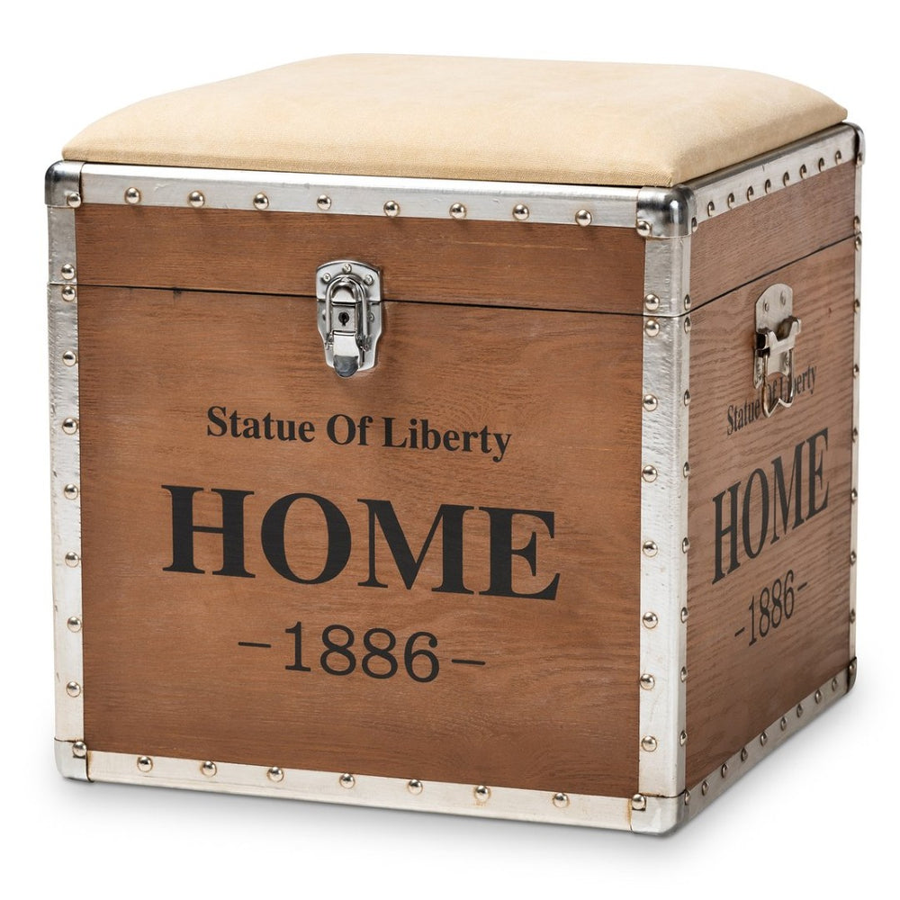 Baxton Studio Baxton Studio Violetta Vintage Industrial Beige Ottoman Trunk with Hidden Storage & Stylish Design DSG17A102-Beige-Ottoman