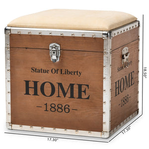Baxton Studio Baxton Studio Violetta Vintage Industrial Beige Ottoman Trunk with Hidden Storage & Stylish Design DSG17A102-Beige-Ottoman