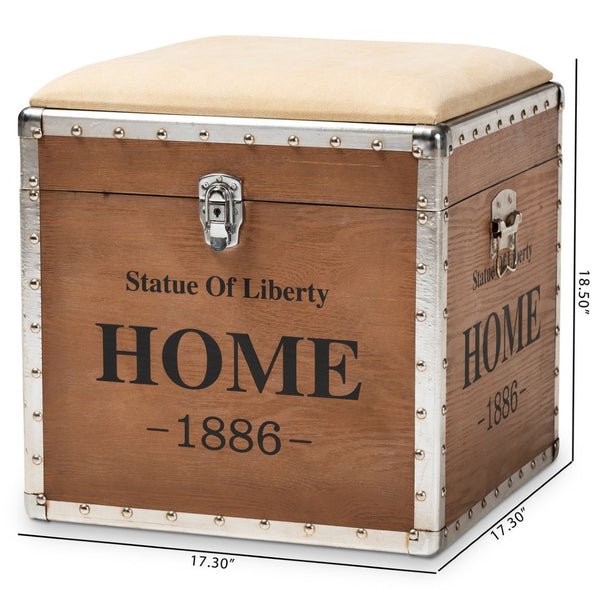 Baxton Studio Baxton Studio Violetta Vintage Industrial Beige Ottoman Trunk with Hidden Storage & Stylish Design DSG17A102-Beige-Ottoman