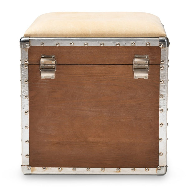 Baxton Studio Baxton Studio Violetta Vintage Industrial Beige Ottoman Trunk with Hidden Storage & Stylish Design DSG17A102-Beige-Ottoman