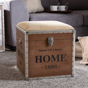 Baxton Studio Baxton Studio Violetta Vintage Industrial Beige Ottoman Trunk with Hidden Storage & Stylish Design DSG17A102-Beige-Ottoman