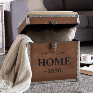 Baxton Studio Baxton Studio Violetta Vintage Industrial Beige Ottoman Trunk with Hidden Storage & Stylish Design DSG17A102-Beige-Ottoman