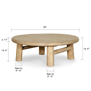 Lilys Elba Round Coffee Table Weathered Natural 50X50X17H 9193