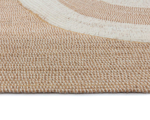 Sunpan DERBY Hand-Woven Rug in Sand & Cream - Elegant Crescent Design for Indoor & Outdoor Spaces, 10' x 14' 109332