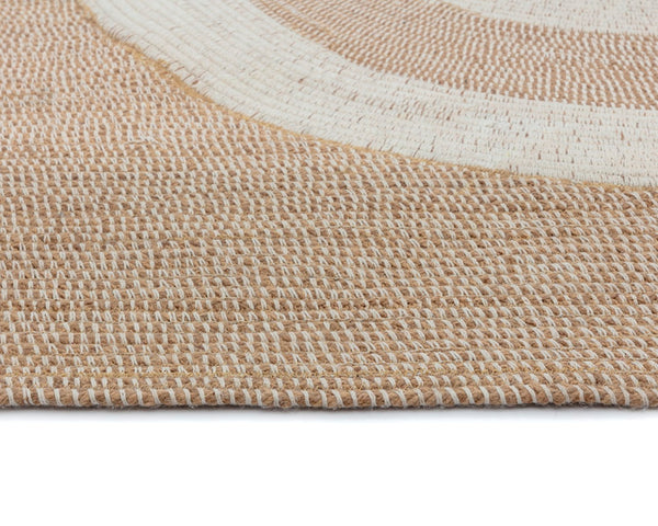 Sunpan DERBY Hand-Woven Rug in Sand & Cream - Elegant Crescent Design for Indoor & Outdoor Spaces, 10' x 14' 109332