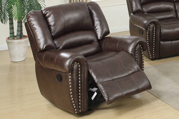 English Elm Modern Oversized Manual Recliner Chair Glider in Bonded Leather with Nailhead Trim and Plush Support Dark Brown 41 L x 31 W x 26 H B011P205583