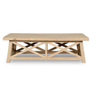 Lilys 60" Long Cross Legs Coffee Table Weathered Natural 60X34X18H--10% Discount 9194