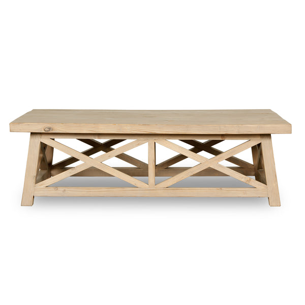 Lilys 60" Long Cross Legs Coffee Table Weathered Natural 60X34X18H--10% Discount 9194