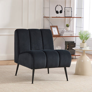 English Elm 24.4" Wide Armless Velvet Accent Chair With Black Metal Legs For Stylish Living Room & Office Use W3098P308779