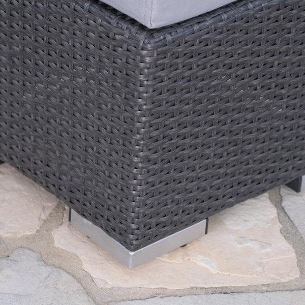 English Elm Christopher Knight Home® - SANTA modern SANTA ROSA 16 Grey+Silver PE Rattan Patio Ottoman with Iron Frame and Waterproof Fabric Cushion (17.5x13.75) 62570.00GRY