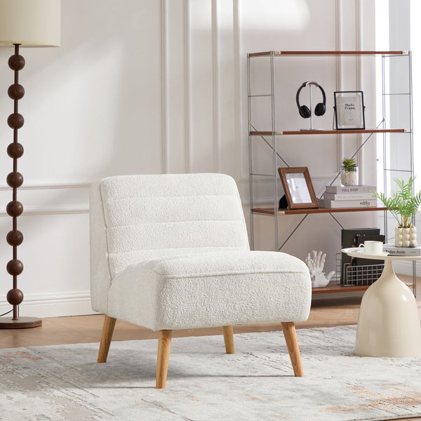 English Elm 24.4" Wide Modern Armless Chenille Accent Chair With Rubber Wood Legs - Stylish Comfort For Any Space W3098P308775