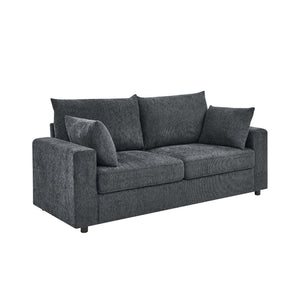 English Elm Modern Low Profile Upholstered Sofa Deep Seat Cushions for Apartment Living Rooms Blue Gray B343P435324