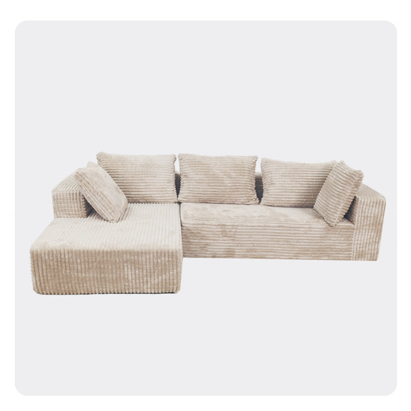 English Elm Cloud Plush Sectional Sofa L-Shape Chaise, CertiPUR-US Foam, Machine Washable Corduroy, Stain-Resistant Comfort W3341P346290