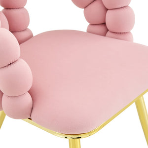 English Elm Modern Velvet Bubble Back Dining Accent Chair Set Glam Sculpted Upholstered Seating Gold,Pink W3875P446132