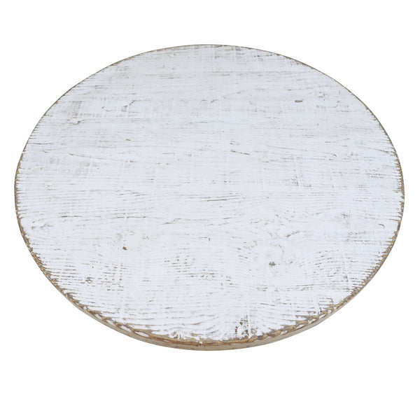 Lilys Catania 32" Round Table Distressed White 9195-W