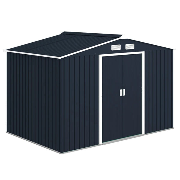 English Elm Backyard Galvanized Steel Storage Shed with Sliding Doors and Weather Resistant Build T3971S00160