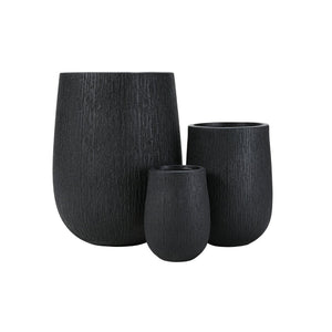 English Elm U_style Egg Shaped Mgo Stone Look Planters Set of 3 Sculptural Pots for Patio Garden N711P406659B