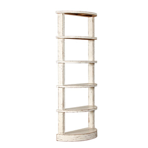 Lilys 75"High Half Moon Bookshelf Distressed White 9196-W
