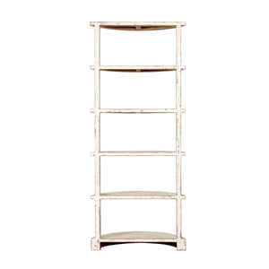 Lilys 75"High Half Moon Bookshelf Distressed White 9196-W