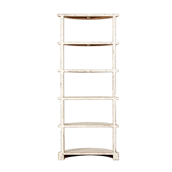 Lilys 75"High Half Moon Bookshelf Distressed White 9196-W